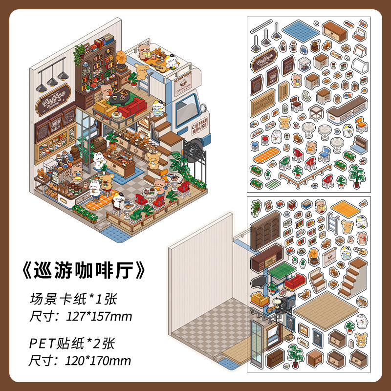 PET Scenery Stickers, Open For Business Vol.6, Fun DIY Decor Landscape Stickers
