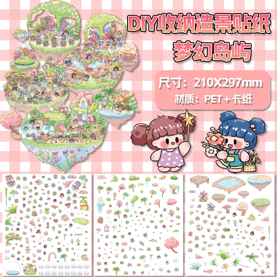 Dreamy Island DIY Scenery Storage Stickers – Perfect for Journal & DIY Decor