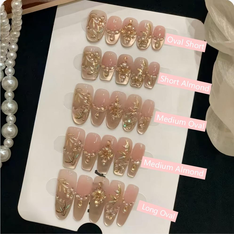 JoyCraft Haven Jade Bamboo Spring New Chinese Bamboo Zircon Cat Eye Press On Nails, Cold Elegant Luxury Handmade Nails