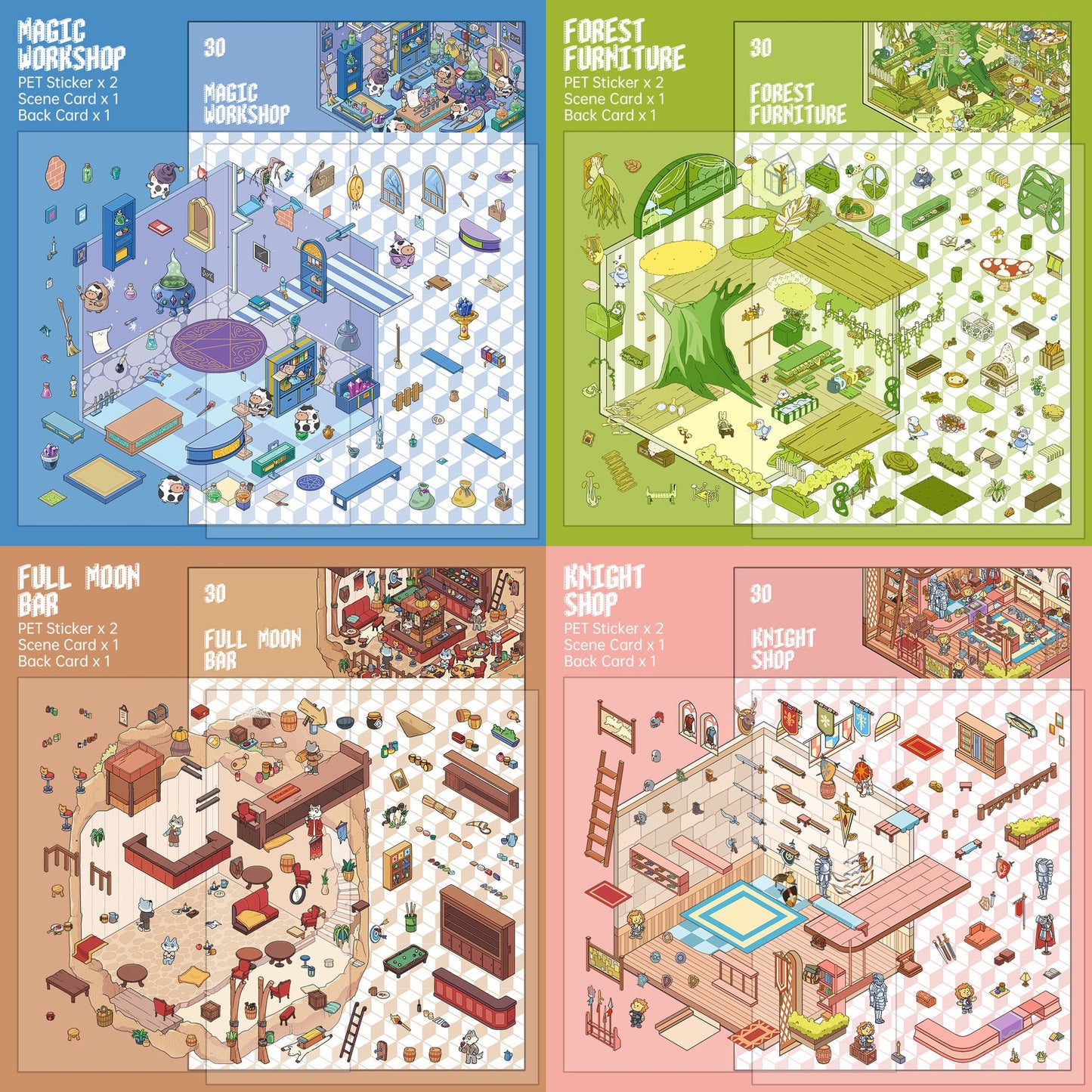 Bubble Texture Glossy Oil Finish Scenery Stickers, Fantasy Land Vol.1, Relaxing Journal Landscape Scene Stickers