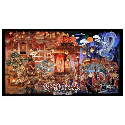 Joy Craft Haven Muyao & Li Fugui Oriental Foldable DIY Mini Diorama Stickers, 3D Layered Collage Craft Supplies, Vintage Chinese Style Scene Decorative Stickers