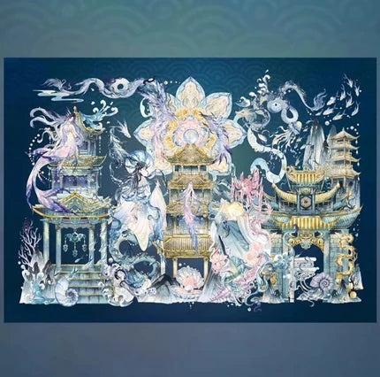 Joy Craft Haven Muyao & Li Fugui Oriental Foldable DIY Mini Diorama Stickers, 3D Layered Collage Craft Supplies, Vintage Chinese Style Scene Decorative Stickers