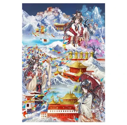 Joy Craft Haven Muyao & Li Fugui Oriental Foldable DIY Mini Diorama Stickers, 3D Layered Collage Craft Supplies, Vintage Chinese Style Scene Decorative Stickers