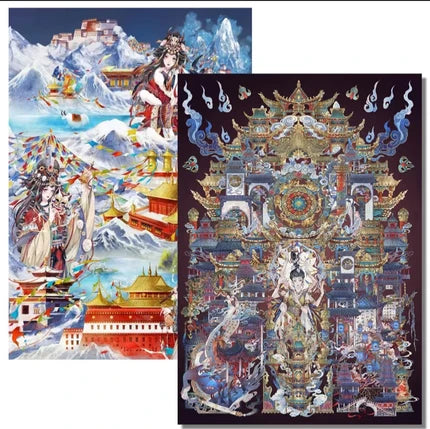 Joy Craft Haven Muyao & Li Fugui Oriental Foldable DIY Mini Diorama Stickers, 3D Layered Collage Craft Supplies, Vintage Chinese Style Scene Decorative Stickers