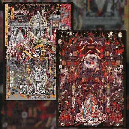 Joy Craft Haven Muyao & Li Fugui Oriental Foldable DIY Mini Diorama Stickers, 3D Layered Collage Craft Supplies, Vintage Chinese Style Scene Decorative Stickers