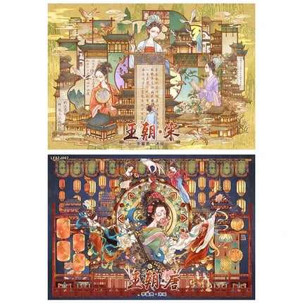 Joy Craft Haven Muyao & Li Fugui Oriental Foldable DIY Mini Diorama Stickers, 3D Layered Collage Craft Supplies, Vintage Chinese Style Scene Decorative Stickers