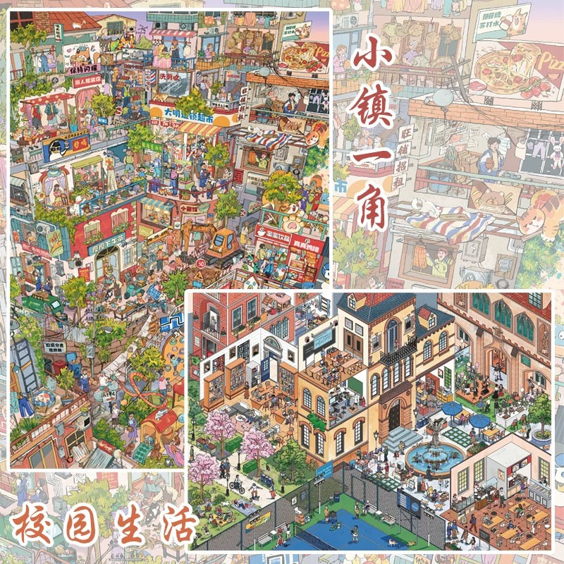Joy Craft Haven Yanyou Series Layered 3D Mini Landscape Scene Stickers, Creative DIY Journal Stickers