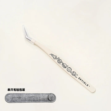 Joy Craft Haven Precision Tweezers for Mini Scene Stickers, Long Nose Golden Feather Craft Tweezers - Milky White Planet