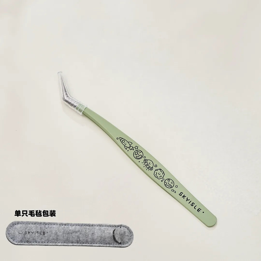 Joy Craft Haven Precision Tweezers for Mini Scene Stickers, Long Nose Golden Feather Craft Tweezers - Milky White Planet