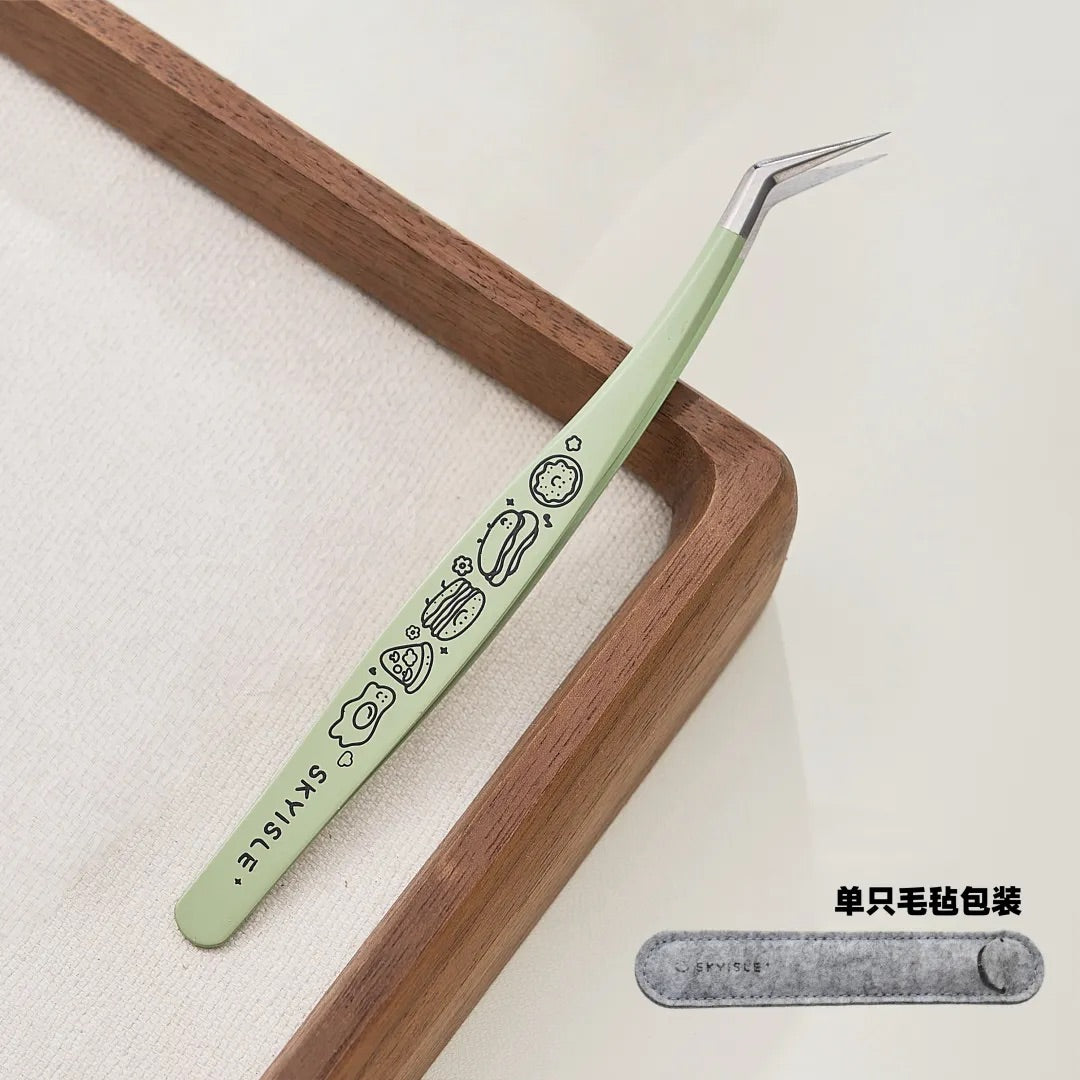 Joy Craft Haven Precision Tweezers for Mini Scene Stickers, Long Nose Golden Feather Craft Tweezers - Milky White Planet