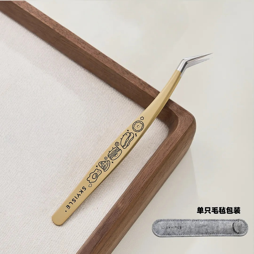 Joy Craft Haven Precision Tweezers for Mini Scene Stickers, Long Nose Golden Feather Craft Tweezers - Milky White Planet