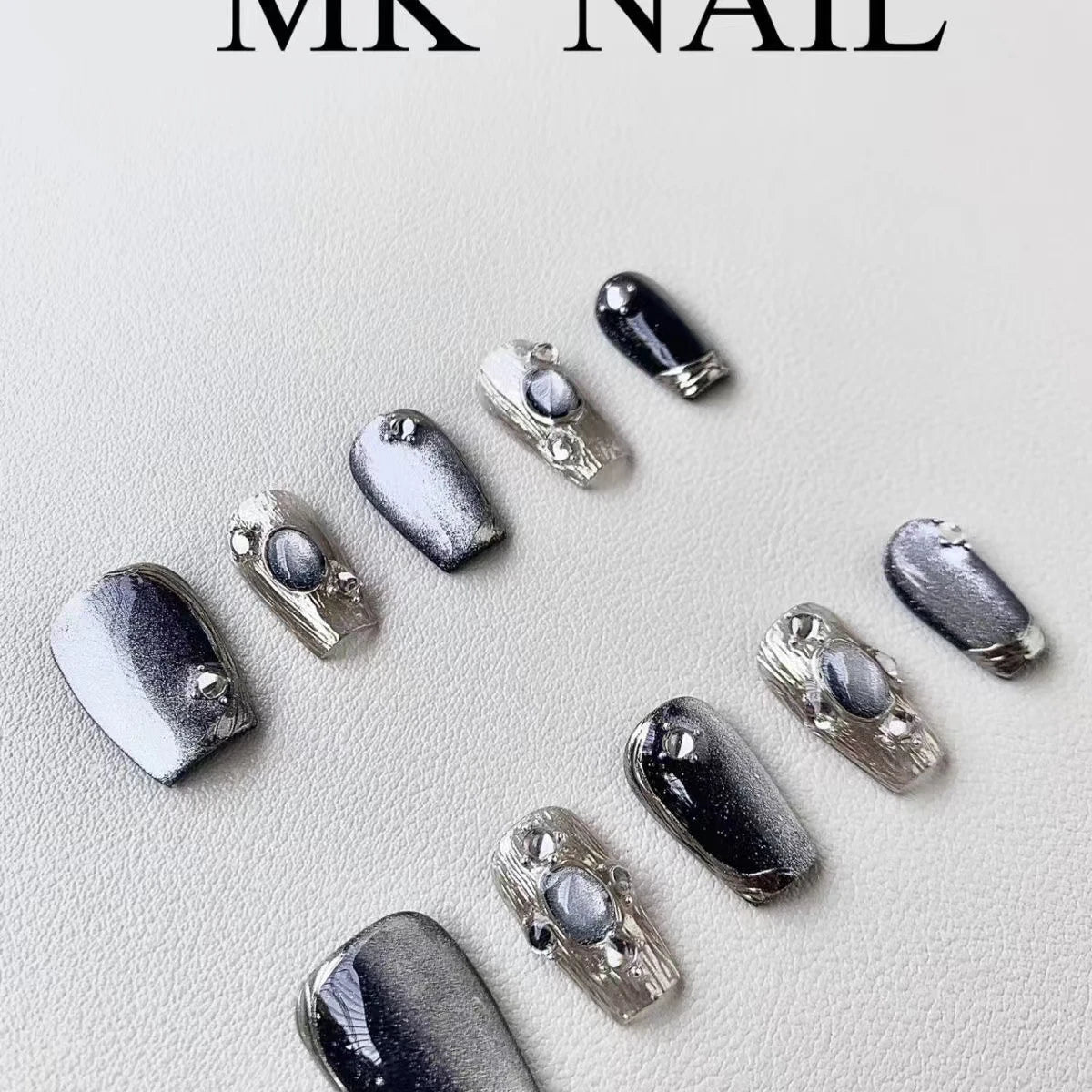 JoyCraft Haven   100% Handmade Press On Nails, Luxury Black Cat Eye Sparkling, Exquisite Cool Black Bestseller
