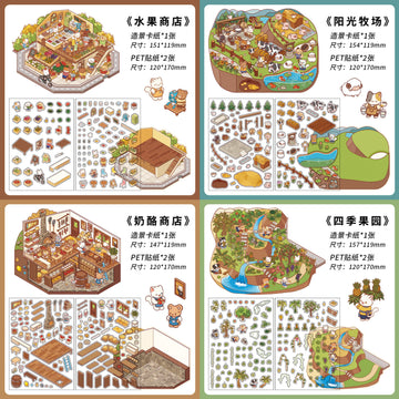 JoyCraft Haven PET Scenery Stickers, Open For Business Vol.3, Fun DIY Decor Landscape Stickers