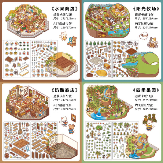 PET Scenery Stickers, Open For Business Vol.3, Fun DIY Decor Landscape Stickers
