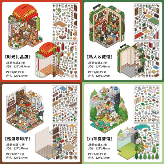 PET Scenery Stickers, Open For Business Vol.6, Fun DIY Decor Landscape Stickers