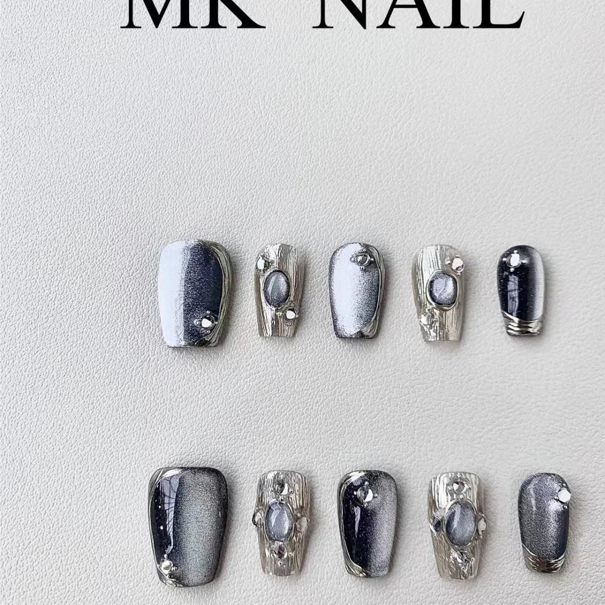 JoyCraft Haven   100% Handmade Press On Nails, Luxury Black Cat Eye Sparkling, Exquisite Cool Black Bestseller