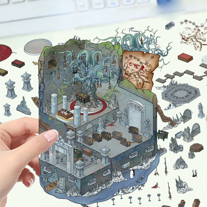 JoyCraft Haven Cartoon Scenery Stickers, Multiple Styles 3D Mini House Stress Relief DIY Scene Journal Stickers