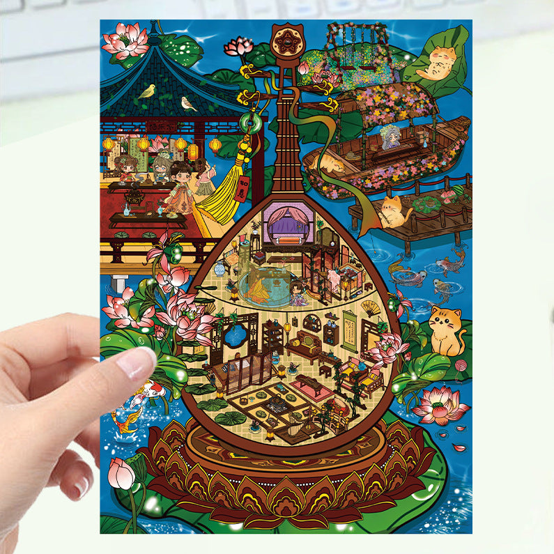 JoyCraft Haven Cartoon Scenery Stickers, Multiple Styles 3D Mini House Stress Relief DIY Scene Journal Stickers