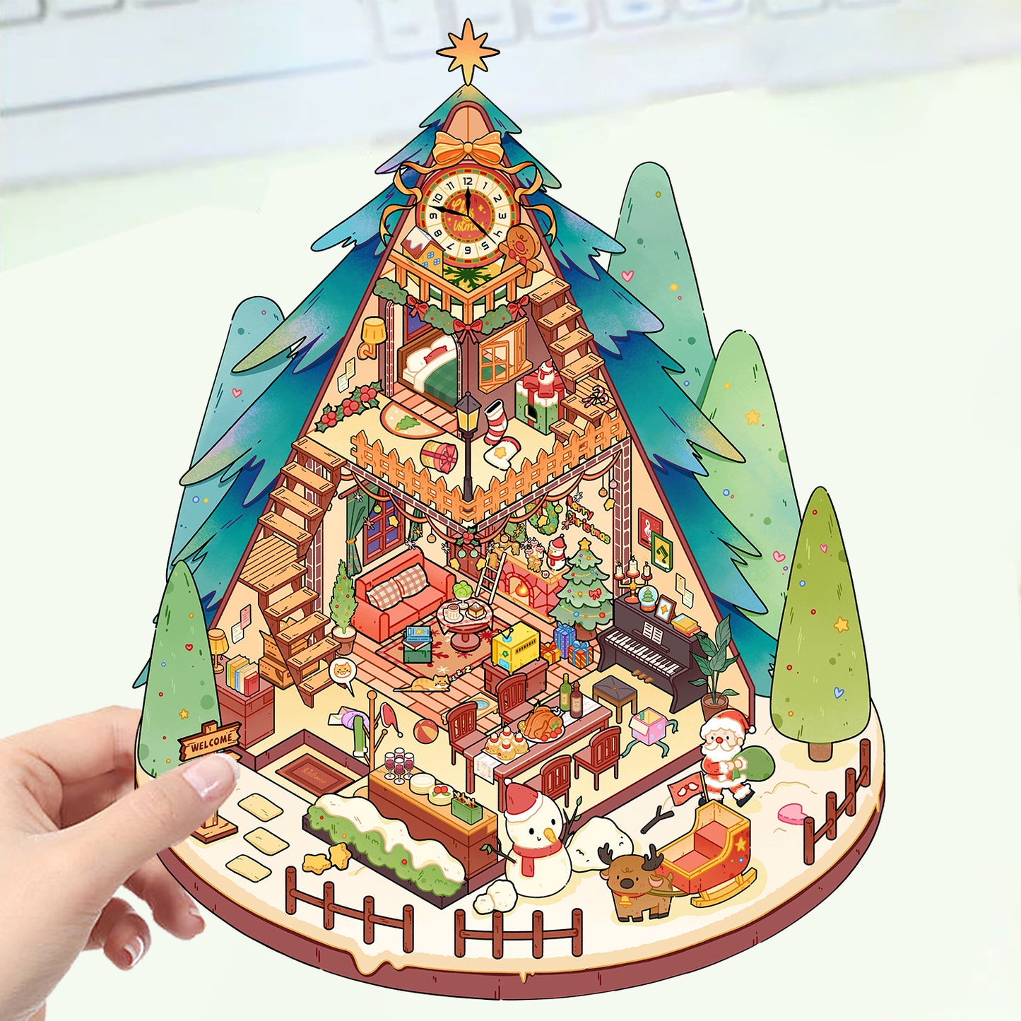 JoyCraft Haven Cartoon Scenery Stickers, Multiple Styles 3D Mini House Stress Relief DIY Scene Journal Stickers