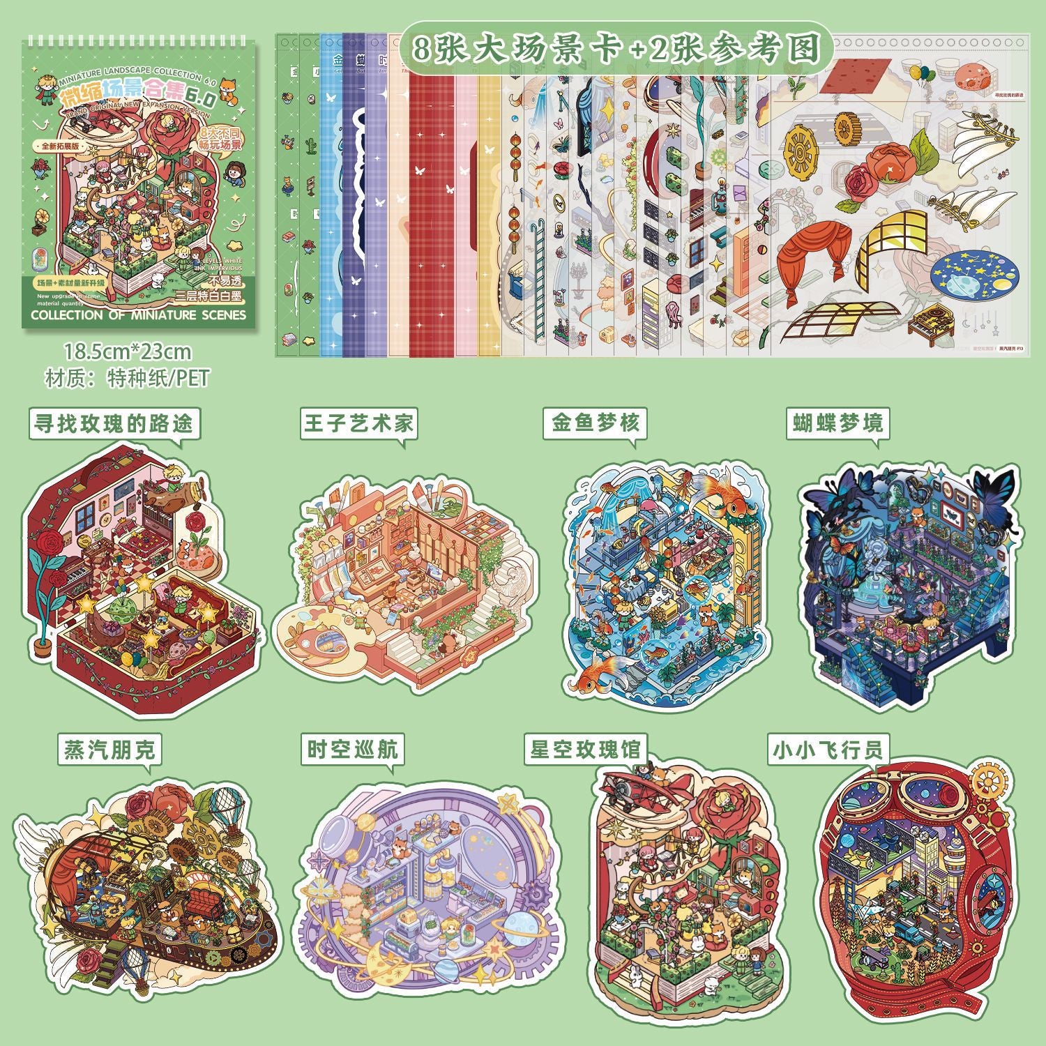 JoyCraft Haven Cargo Style Scenery Stickers Book, 3D Stereo Mini Scene DIY Journal Stickers Collection