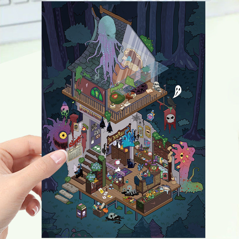 JoyCraft Haven Cartoon Scenery Stickers, Multiple Styles 3D Mini House Stress Relief DIY Scene Journal Stickers