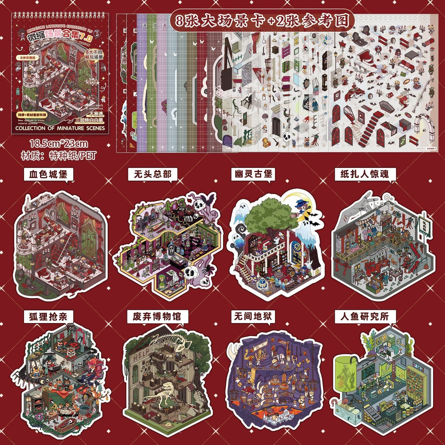 JoyCraft Haven Cargo Style Scenery Stickers Book, 3D Stereo Mini Scene DIY Journal Stickers Collection