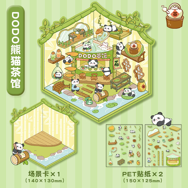 joycrafthaven Oversized Fun Scenery Stickers, 3D Stackable Mini House Korean Style Cute Storage DIY Scene Stickers