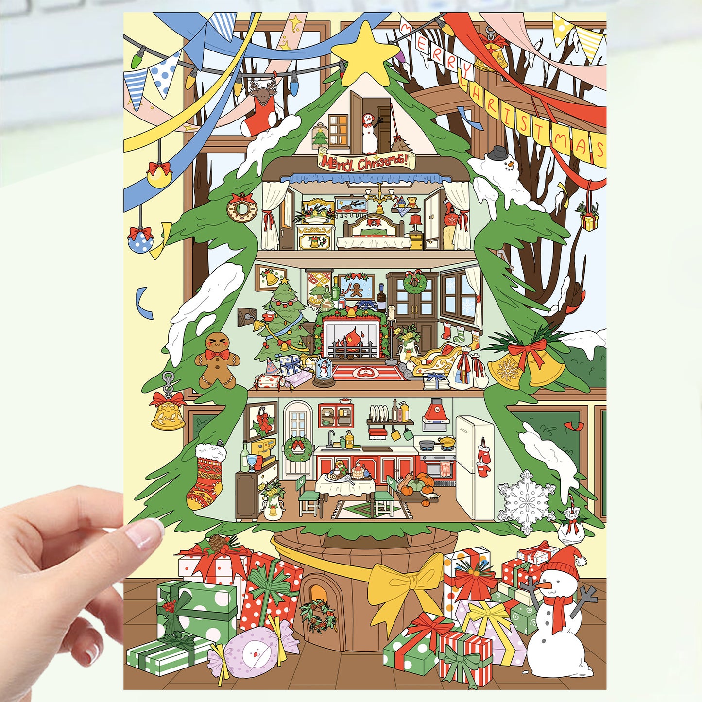 JoyCraft Haven Cartoon Scenery Stickers, Multiple Styles 3D Mini House Stress Relief DIY Scene Journal Stickers