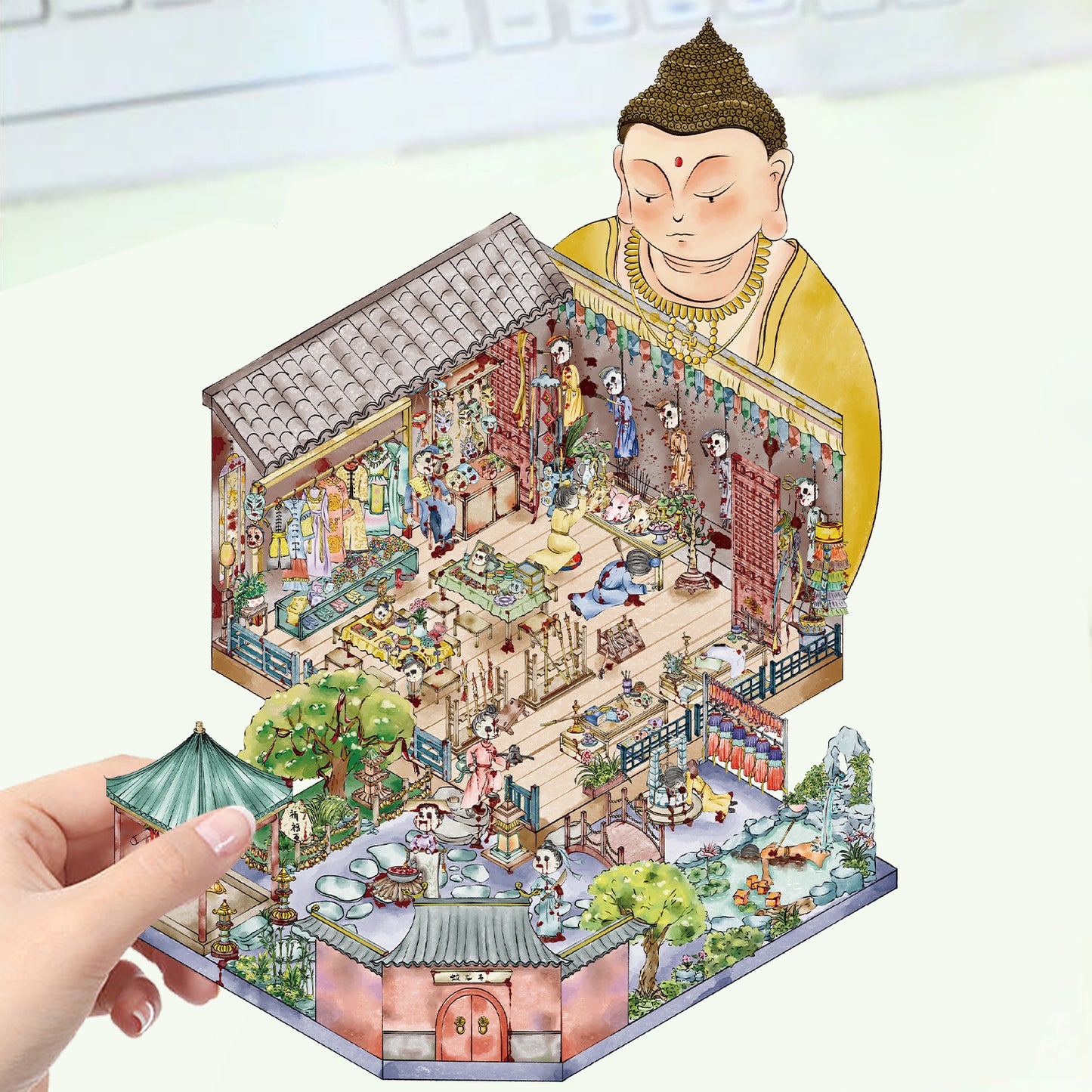 JoyCraft Haven Cartoon Scenery Stickers, Multiple Styles 3D Mini House Stress Relief DIY Scene Journal Stickers