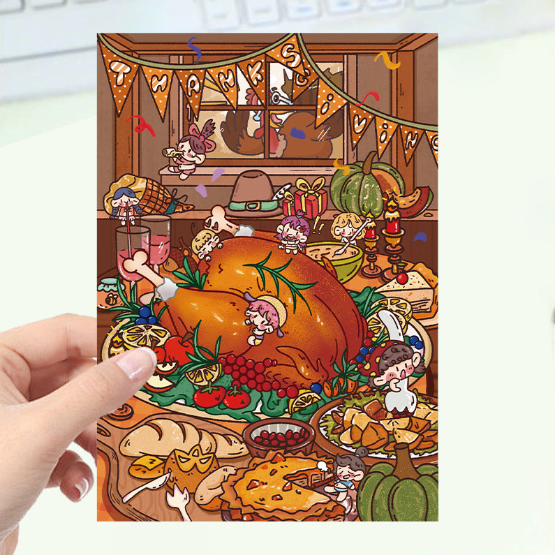 JoyCraft Haven Cartoon Scenery Stickers, Multiple Styles 3D Mini House Stress Relief DIY Scene Journal Stickers