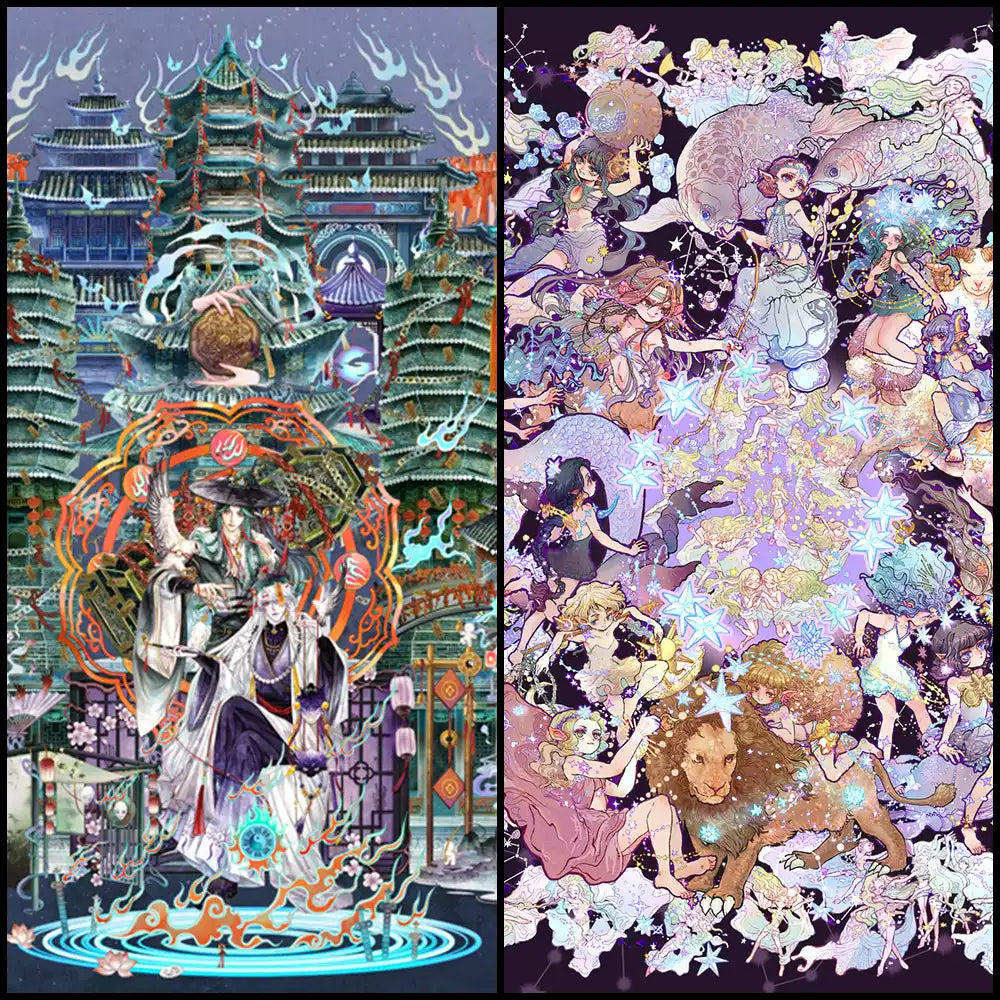 Joy Craft Haven Muyao & Li Fugui Oriental Foldable DIY Mini Diorama Stickers, 3D Layered Collage Craft Supplies, Vintage Chinese Style Scene Decorative Stickers