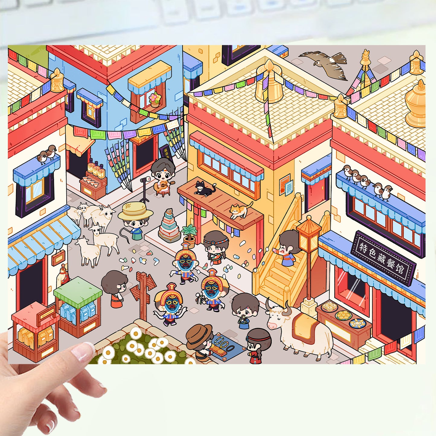 JoyCraft Haven Cartoon Scenery Stickers, Multiple Styles 3D Mini House Stress Relief DIY Scene Journal Stickers