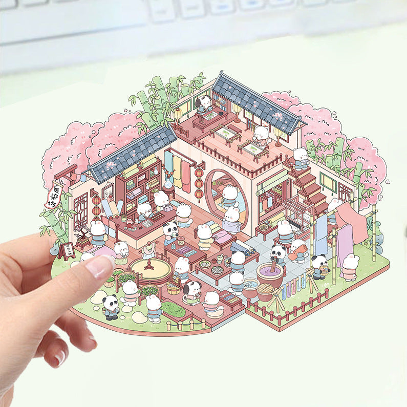 JoyCraft Haven Cartoon Scenery Stickers, Multiple Styles 3D Mini House Stress Relief DIY Scene Journal Stickers