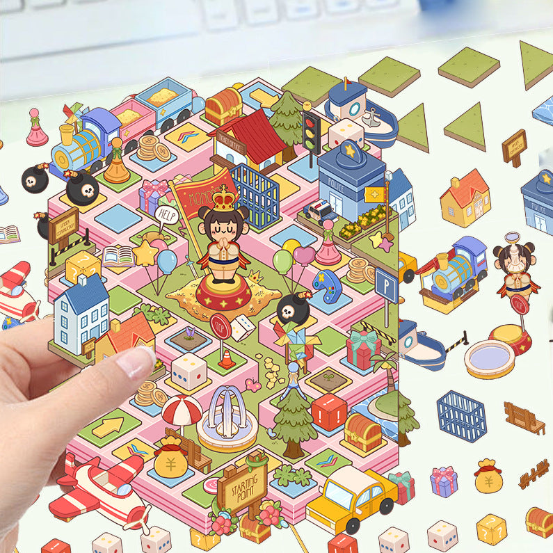 JoyCraft Haven Cartoon Scenery Stickers, Multiple Styles 3D Mini House Stress Relief DIY Scene Journal Stickers
