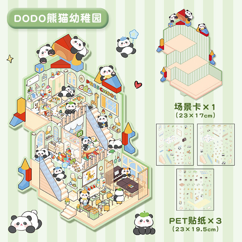 joycrafthaven Oversized Fun Scenery Stickers, 3D Stackable Mini House Korean Style Cute Storage DIY Scene Stickers