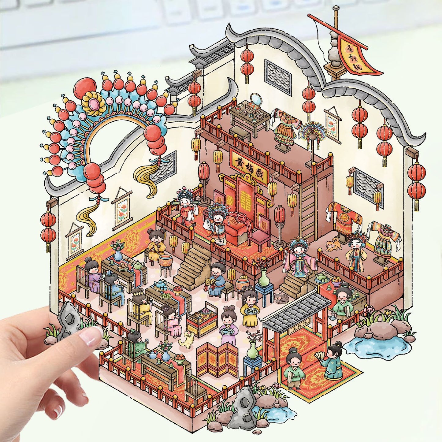 JoyCraft Haven Cartoon Scenery Stickers, Multiple Styles 3D Mini House Stress Relief DIY Scene Journal Stickers