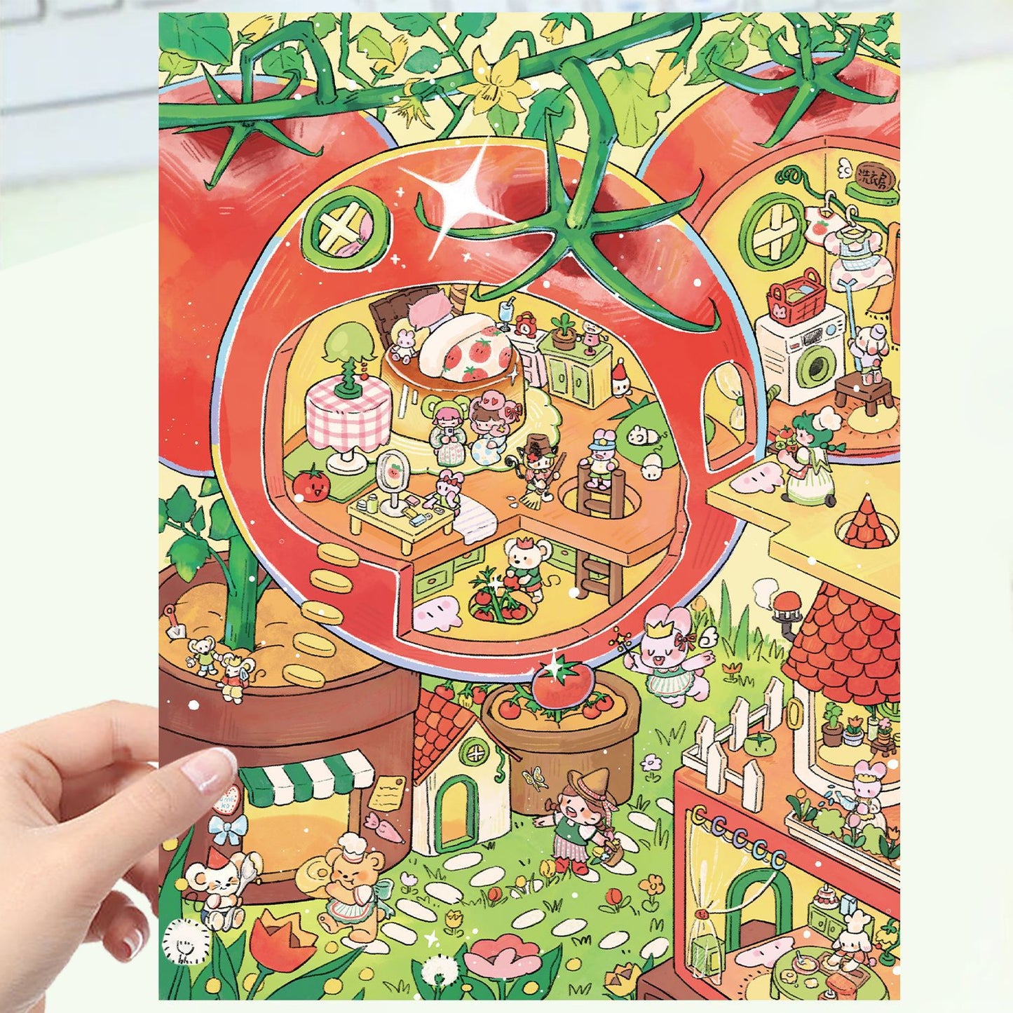JoyCraft Haven Cartoon Scenery Stickers, Multiple Styles 3D Mini House Stress Relief DIY Scene Journal Stickers