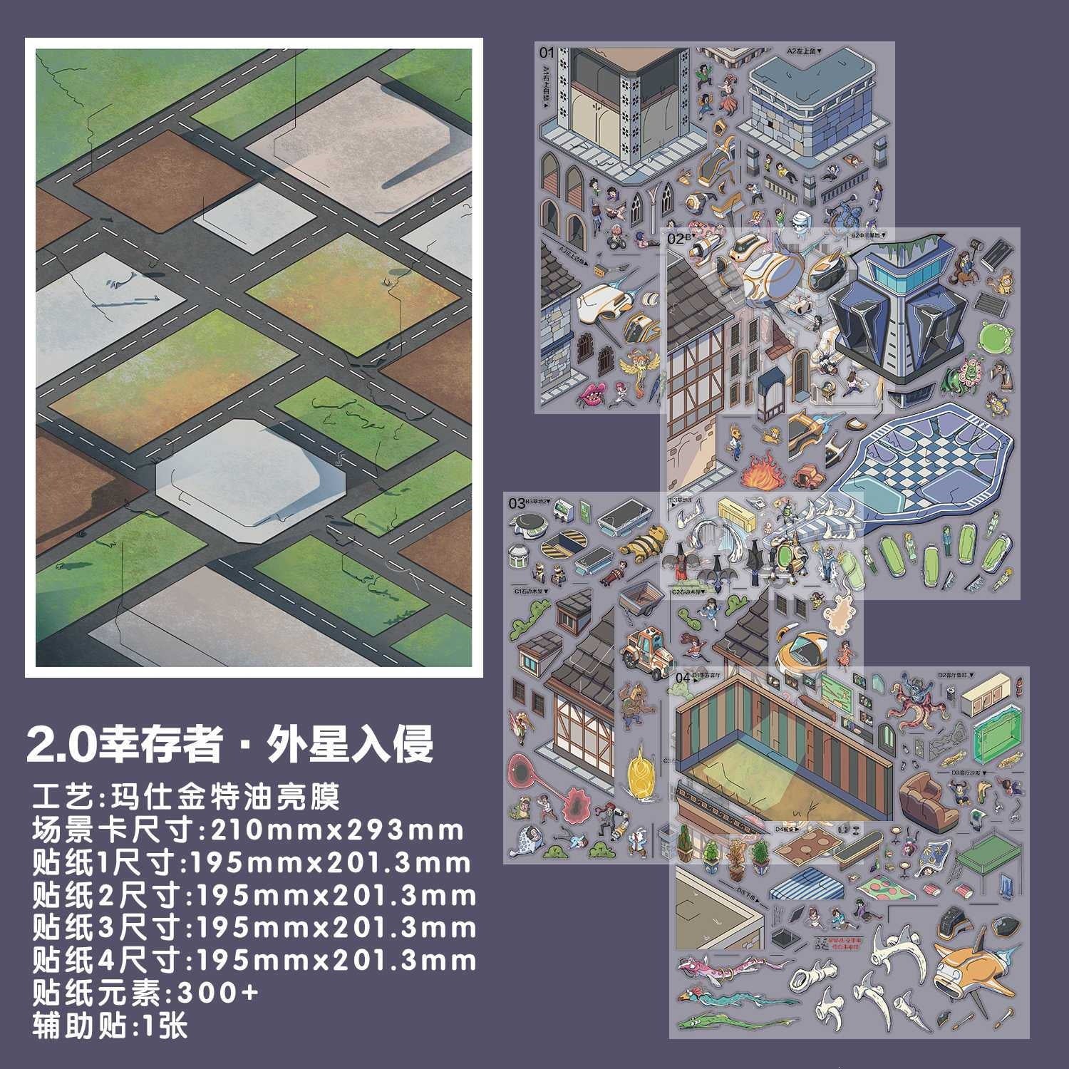 JoyCraft Haven  Stickers, Vintage Oil Ink 3D Stereo Mini Scene Stress Relief Stickers