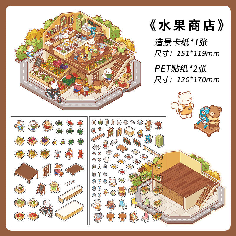 PET Scenery Stickers, Open For Business Vol.3, Fun DIY Decor Landscape Stickers