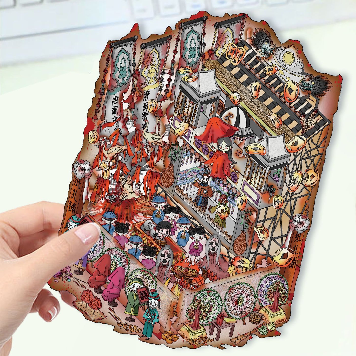JoyCraft Haven Cartoon Scenery Stickers, Multiple Styles 3D Mini House Stress Relief DIY Scene Journal Stickers