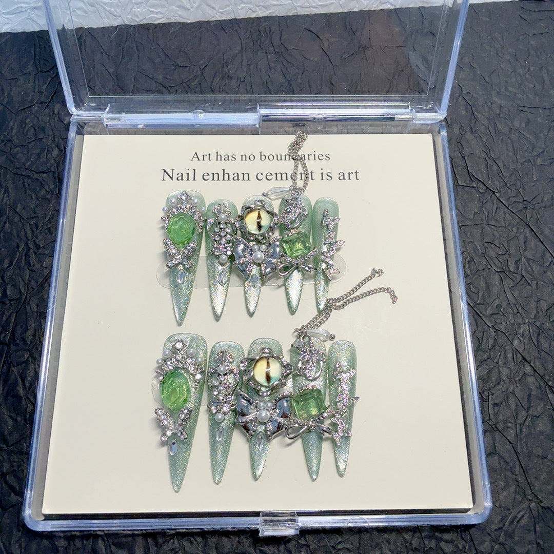 JoyCraft Haven Eye of Judgment Heavy Craft Cat Eye Luxury New Arrival Sparkling Elegant Handmade Press On Nails