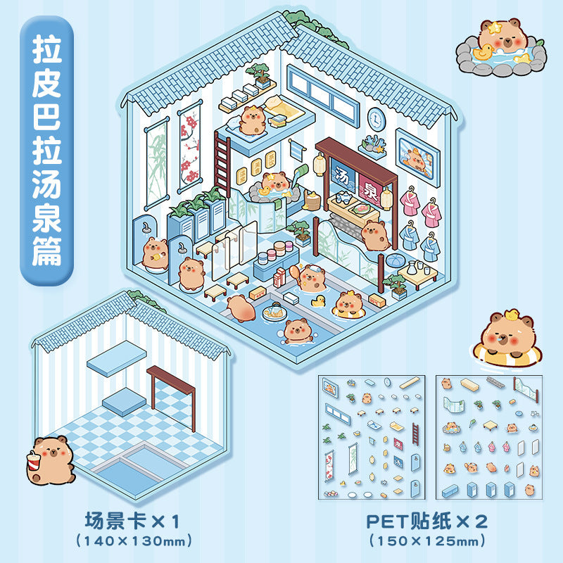 joycrafthaven Oversized Fun Scenery Stickers, 3D Stackable Mini House Korean Style Cute Storage DIY Scene Stickers
