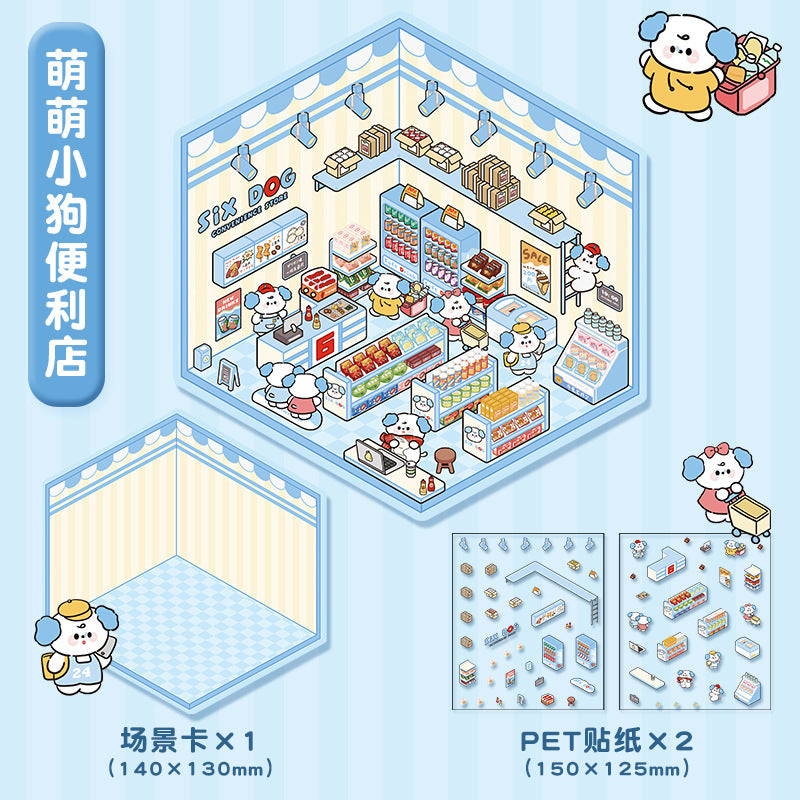 joycrafthaven Oversized Fun Scenery Stickers, 3D Stackable Mini House Korean Style Cute Storage DIY Scene Stickers