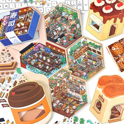 JoyCraft Haven PET Scenery Stickers, Open For Business Vol.5, Fun DIY Decor Landscape Stickers