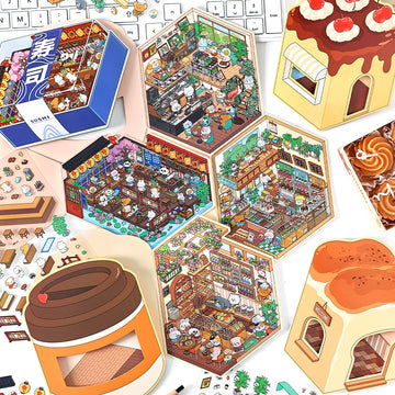 JoyCraft Haven PET Scenery Stickers, Open For Business Vol.5, Fun DIY Decor Landscape Stickers
