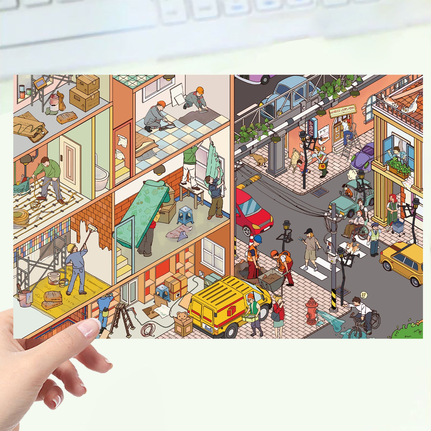 JoyCraft Haven Cartoon Scenery Stickers, Multiple Styles 3D Mini House Stress Relief DIY Scene Journal Stickers