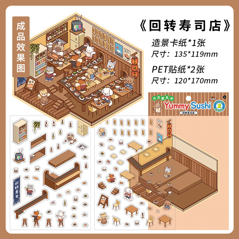 PET Scenery Stickers, Open For Business Vol.2, Fun DIY Decor Landscape Stickers