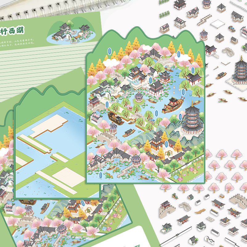JoyCraft Haven Cartoon Scenery Stickers, Multiple Styles 3D Mini House Stress Relief DIY Scene Journal Stickers