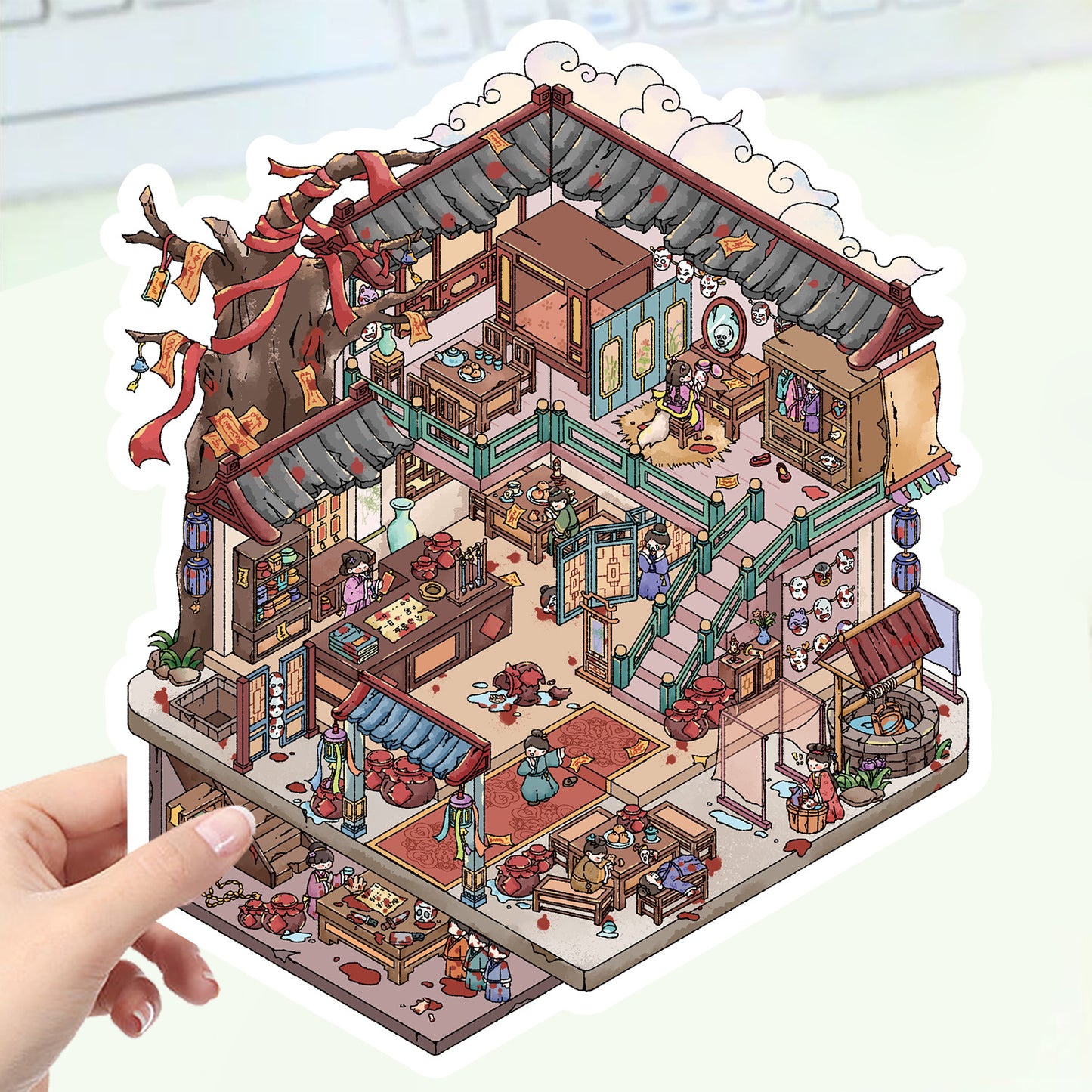JoyCraft Haven Cartoon Scenery Stickers, Multiple Styles 3D Mini House Stress Relief DIY Scene Journal Stickers