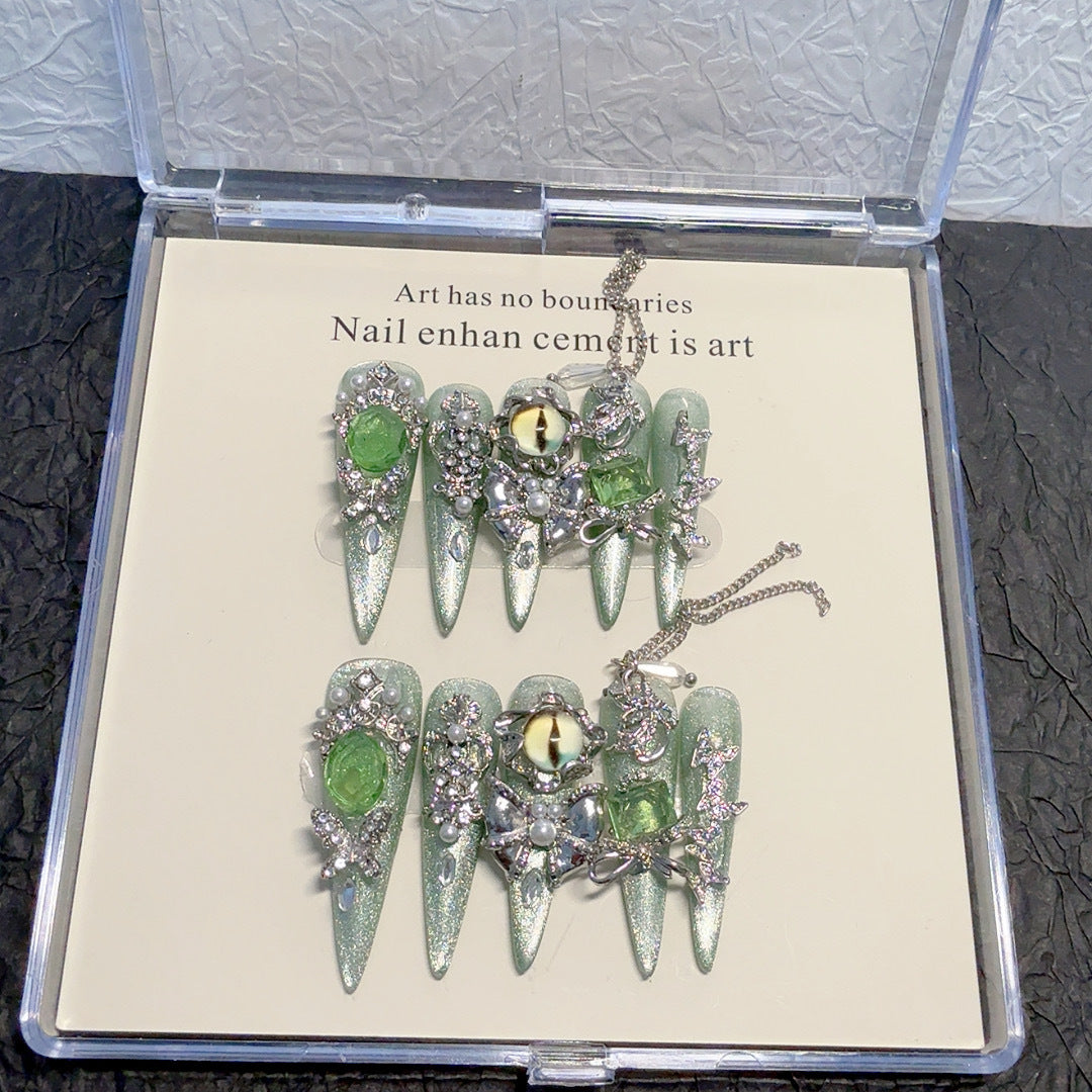 JoyCraft Haven Eye of Judgment Heavy Craft Cat Eye Luxury New Arrival Sparkling Elegant Handmade Press On Nails